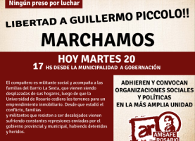 Marchamos por la libertad de Guillermo Piccolo. Basta de presos por luchar