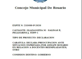 Declaración por la situación de lxs docentes Reemplazantes del Concejo Deliberante de Rosario