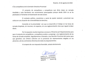 Jornada Ampliada: pedido a la Comisión Directiva Provincial