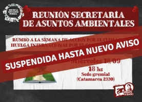 Reunión Secretaría de Asuntos Ambientales SUSPENDIDA HASTA NUEVO AVISO