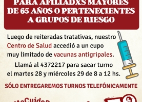 información importante para afiliadxs mayores de 65 años o pertenecientes a grupos de riesgo