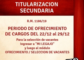Concurso Titularización Secundaria R.M. 1186/19