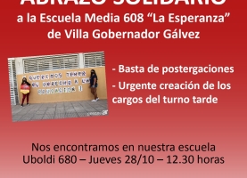 Abrazo Solidario a la Escuela Media 608 “La Esperanza” de VGG