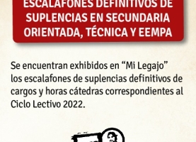 Escalafones definitivos de Suplencias en Secundaria Orientada, Técnica y EEMPA