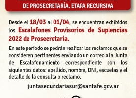 Secundaria. Escalafones provisorios de Prosecretaría. Etapa recursiva