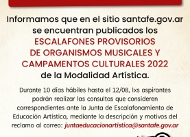 Modalidad Artística: Escalafones Provisorios de Organismos Musicales y Campamentos Culturales 2022