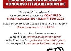 Escalafones provisorios Concurso Titularización IPE