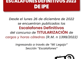 Escalafones definitivos 2023 de IPE