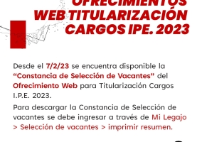 Ofrecimientos web titularización cargos IPE. 2023