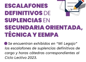 Escalafones definitivos de suplencias en Secundaria Orientada, técnica y EEMPA