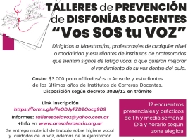 Talleres de prevención de disfonías docentes - Vos SOS tu Voz - Inscripción primer semestre de 2023