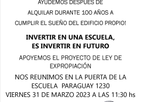 Abrazo solidario por la Escuela Taller N°34 Bernardino Rivadavia