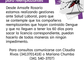 Sobre las licencias para reemplazantes que hayan contraído dengue
