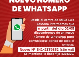 Nuevo número de WhatsApp del Centro de Salud Luis Lescano