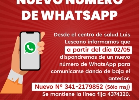 Nuevo número de WhatsApp del Centro de Salud Luis Lescano