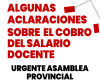 Algunas aclaraciones sobre el cobro del salario docente.